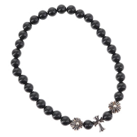 Chrome Hearts CH Cross Onyx 0.2"" Bead Bracelet Bracelet Ag925 Auth 143051M