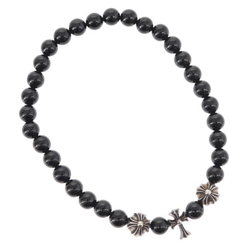 Chrome Hearts CH Cross Onyx 0.2"" Bead Bracelet Bracelet Ag925 Auth 143051M