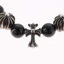 Chrome Hearts CH Cross Onyx 0.2"" Bead Bracelet Bracelet Ag925 Auth 143051M-10