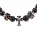 Chrome Hearts CH Cross Onyx 0.2"" Bead Bracelet Bracelet Ag925 Auth 143051M-11