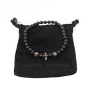 Chrome Hearts CH Cross Onyx 0.2"" Bead Bracelet Bracelet Ag925 Auth 143051M-15
