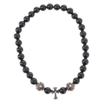 Chrome Hearts CH Cross Onyx 0.2"" Bead Bracelet Bracelet Ag925 Auth 143051M - 0