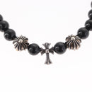 Chrome Hearts CH Cross Onyx 0.2"" Bead Bracelet Bracelet Ag925 Auth 143051M-3