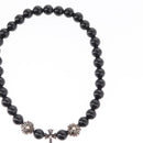 Chrome Hearts CH Cross Onyx 0.2"" Bead Bracelet Bracelet Ag925 Auth 143051M-5