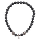 Chrome Hearts CH Cross Onyx 0.2"" Bead Bracelet Bracelet Ag925 Auth 143051M-6