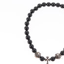 Chrome Hearts CH Cross Onyx 0.2"" Bead Bracelet Bracelet Ag925 Auth 143051M-8