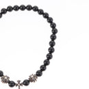 Chrome Hearts CH Cross Onyx 0.2"" Bead Bracelet Bracelet Ag925 Auth 143051M-9