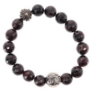 Chrome Hearts CH Plus Cross Ball Garnet 0.4"" Bead Bracelet Ag925 Auth 143052M-1