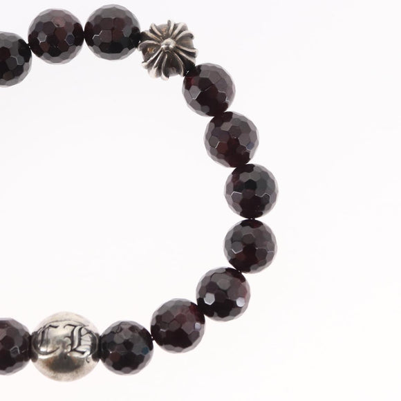 Chrome Hearts CH Plus Cross Ball Garnet 0.4"" Bead Bracelet Ag925 Auth 143052M