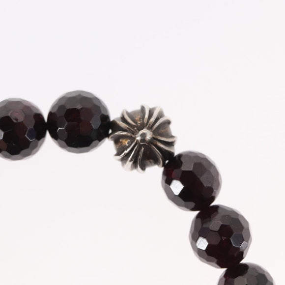 Chrome Hearts CH Plus Cross Ball Garnet 0.4"" Bead Bracelet Ag925 Auth 143052M