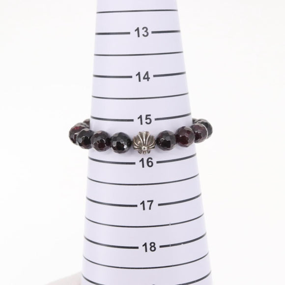 Chrome Hearts CH Plus Cross Ball Garnet 0.4"" Bead Bracelet Ag925 Auth 143052M