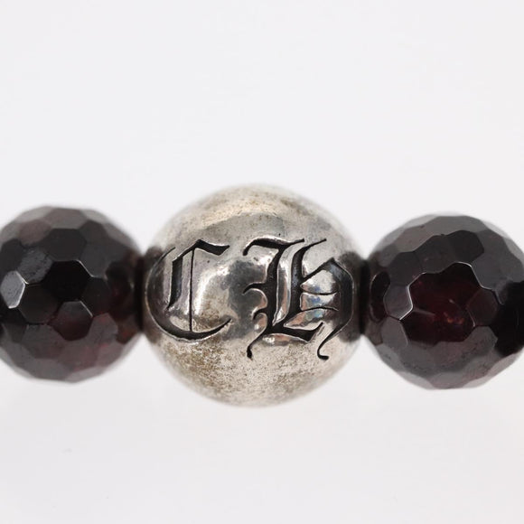 Chrome Hearts CH Plus Cross Ball Garnet 0.4"" Bead Bracelet Ag925 Auth 143052M