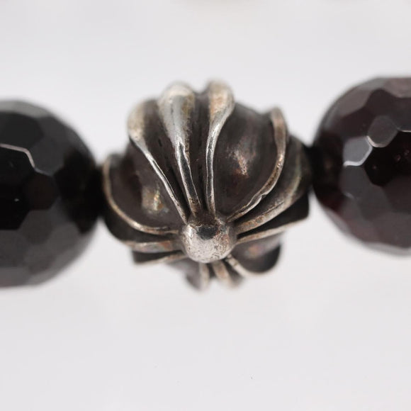 Chrome Hearts CH Plus Cross Ball Garnet 0.4"" Bead Bracelet Ag925 Auth 143052M
