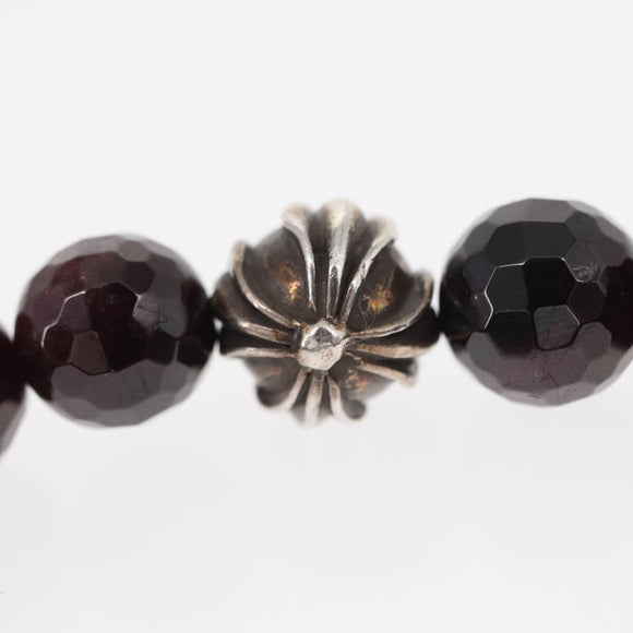 Chrome Hearts CH Plus Cross Ball Garnet 0.4"" Bead Bracelet Ag925 Auth 143052M