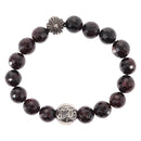 Chrome Hearts CH Plus Cross Ball Garnet 0.4"" Bead Bracelet Ag925 Auth 143052M-2