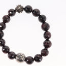 Chrome Hearts CH Plus Cross Ball Garnet 0.4"" Bead Bracelet Ag925 Auth 143052M-5