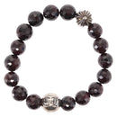 Chrome Hearts CH Plus Cross Ball Garnet 0.4"" Bead Bracelet Ag925 Auth 143052M-7
