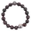 Chrome Hearts CH Plus Cross Ball Garnet 0.4"" Bead Bracelet Ag925 Auth 143053M-1
