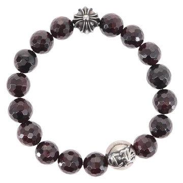 Chrome Hearts CH Plus Cross Ball Garnet 0.4"" Bead Bracelet Ag925 Auth 143053M