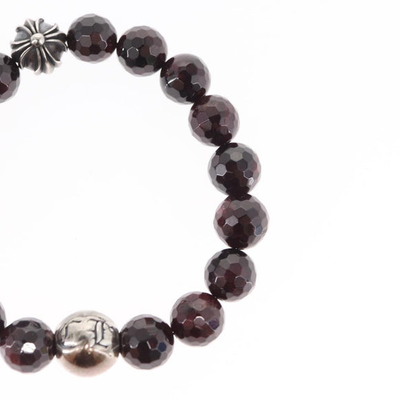 Chrome Hearts CH Plus Cross Ball Garnet 0.4"" Bead Bracelet Ag925 Auth 143053M