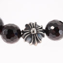 Chrome Hearts CH Plus Cross Ball Garnet 0.4"" Bead Bracelet Ag925 Auth 143053M-14