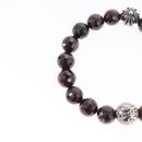 Chrome Hearts CH Plus Cross Ball Garnet 0.4"" Bead Bracelet Ag925 Auth 143053M-4