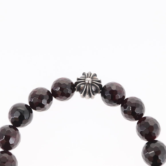 Chrome Hearts CH Plus Cross Ball Garnet 0.4"" Bead Bracelet Ag925 Auth 143053M
