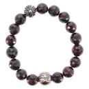 Chrome Hearts CH Plus Cross Ball Garnet 0.4"" Bead Bracelet Ag925 Auth 143053M-7