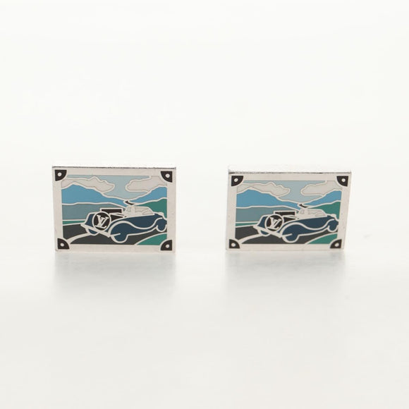 LOUIS VUITTON Damier Classic Car Bouton de Manchette Cuffs Ag925 LV Auth 143055M