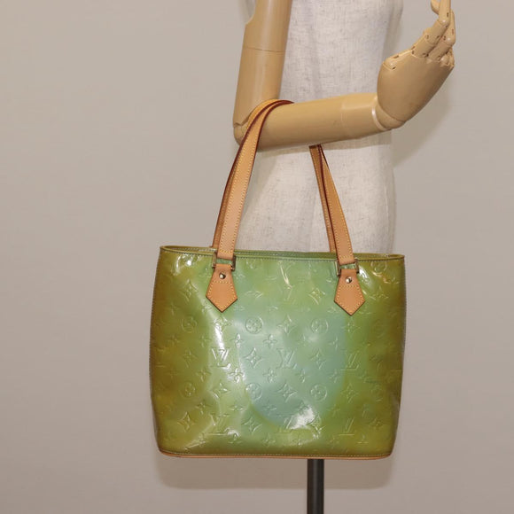 LOUIS VUITTON Monogram Vernis Houston Hand Bag Baby Blue M91005 LV Auth 143080