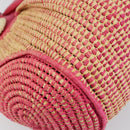 Salvatore Ferragamo Gancini Shoulder Bag Raffia Pink Silver Auth 143084-15