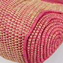 Salvatore Ferragamo Gancini Shoulder Bag Raffia Pink Silver Auth 143084-16