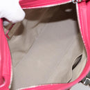 Salvatore Ferragamo Gancini Shoulder Bag Raffia Pink Silver Auth 143084-10