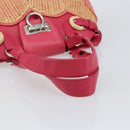 Salvatore Ferragamo Gancini Shoulder Bag Raffia Pink Silver Auth 143084-7
