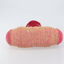 Salvatore Ferragamo Gancini Shoulder Bag Raffia Pink Silver Auth 143084-5