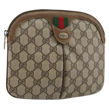 GUCCI GG Supreme Web Sherry Line Shoulder Bag PVC Beige 98 02 047 Auth 143088