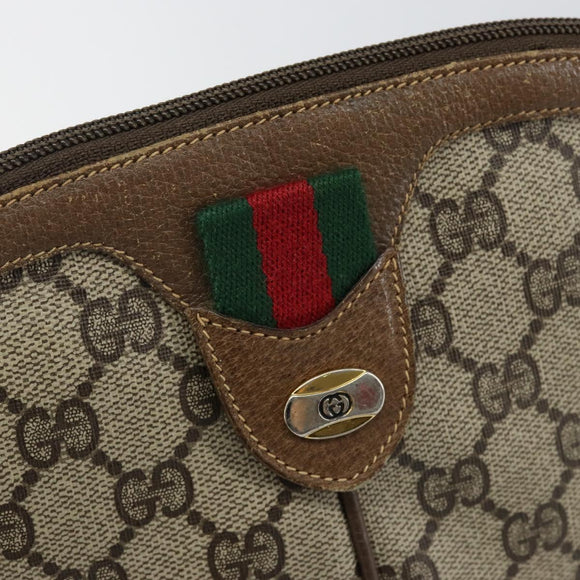 GUCCI GG Supreme Web Sherry Line Shoulder Bag PVC Beige 98 02 047 Auth 143088