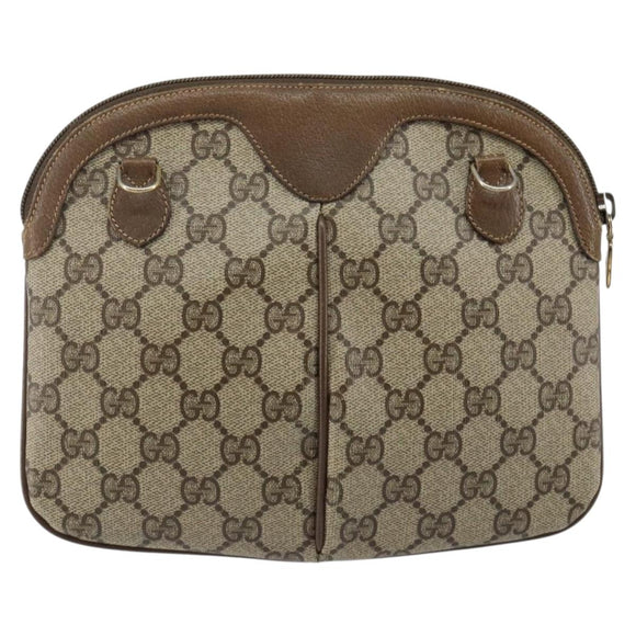 GUCCI GG Supreme Web Sherry Line Shoulder Bag PVC Beige 98 02 047 Auth 143088