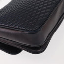 BALLY Chain Shoulder Bag Leather Navy Gold Auth 143089-15