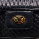 BALLY Chain Shoulder Bag Leather Navy Gold Auth 143089-17