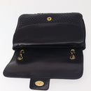 BALLY Chain Shoulder Bag Leather Navy Gold Auth 143089-10