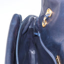 BALLY Chain Shoulder Bag Leather Navy Gold Auth 143089-20