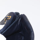 BALLY Chain Shoulder Bag Leather Navy Gold Auth 143089-22