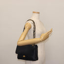 BALLY Chain Shoulder Bag Leather Navy Gold Auth 143089-25
