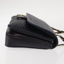 BALLY Chain Shoulder Bag Leather Navy Gold Auth 143089-3
