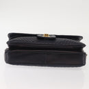 BALLY Chain Shoulder Bag Leather Navy Gold Auth 143089-5