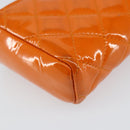 CHANEL Matelasse Pouch Patent leather Orange CC Auth 143091-16