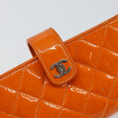 CHANEL Matelasse Pouch Patent leather Orange CC Auth 143091-8