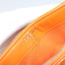 CHANEL Matelasse Pouch Patent leather Orange CC Auth 143091-17