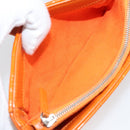 CHANEL Matelasse Pouch Patent leather Orange CC Auth 143091-9